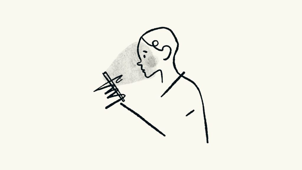 Sketch of a person staring at his phone